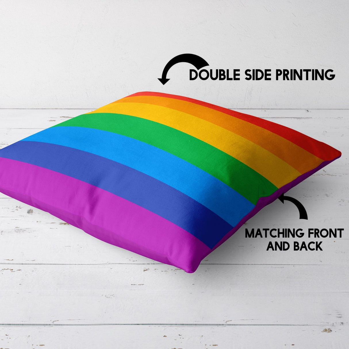 LGBTQ+ Pride Flag Design Filled Square Cushion Decorative Throw Soft Gift Size