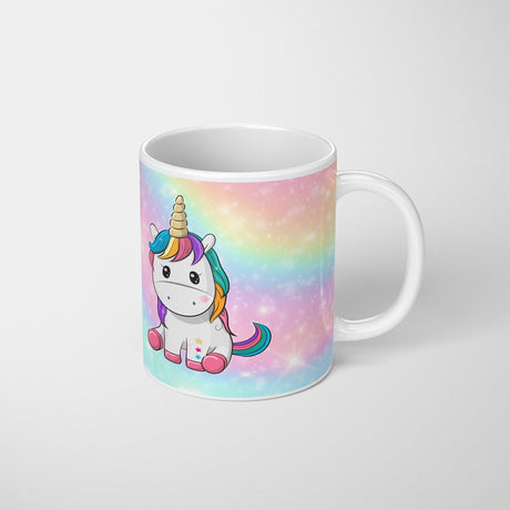 Personalised Custom Name Cute Rainbow Unicorn Mug & Coaster Set Gift for Kids