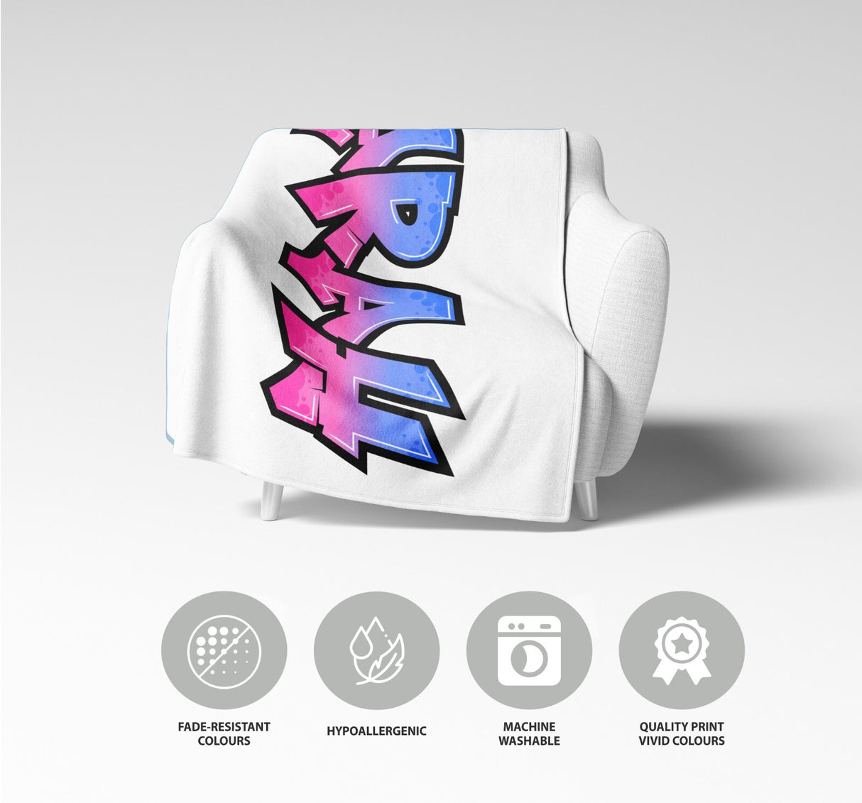 Personalised Any Name Urban Graffiti Novelty Soft Fleece Mink Blanket Gift Decor