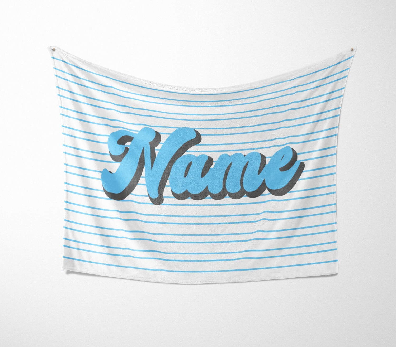 Personalised Custom Name Colour Stripe Retro Font Soft Warm Fleece Blanket Decor