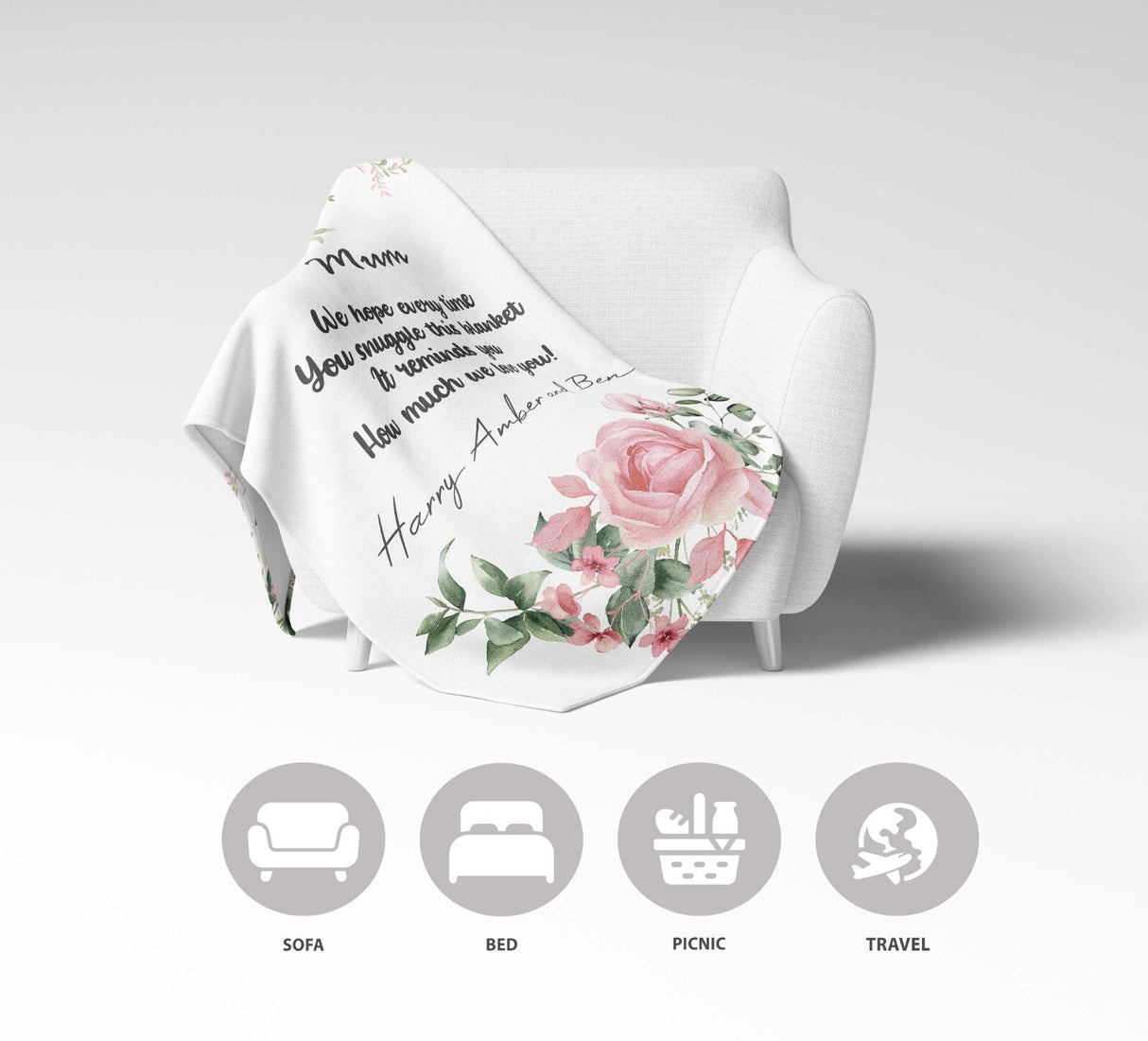 Mum We Hope Every Time Mother's Day Warm Fleece Memory Blanket Throw Decoration