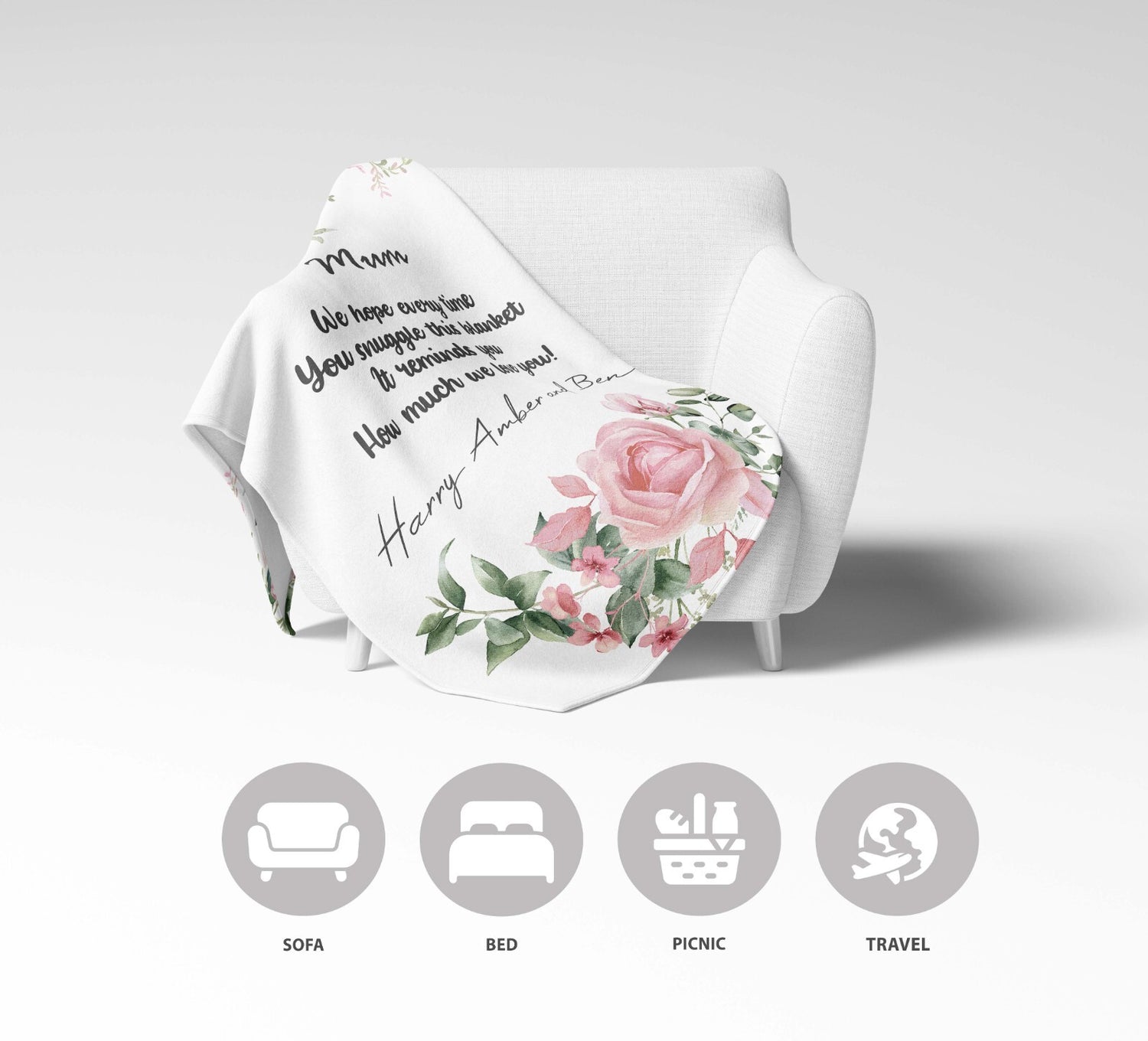 Mum We Hope Every Time Mother's Day Warm Fleece Memory Blanket Throw Decoration