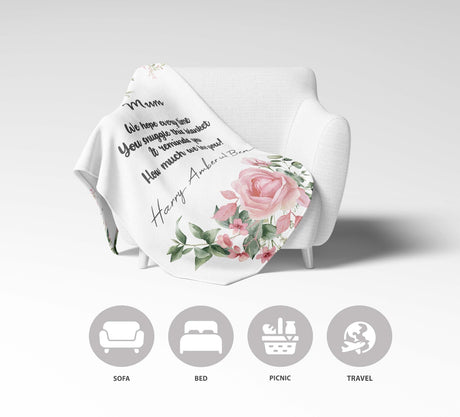 Mum We Hope Every Time Mother's Day Warm Fleece Memory Blanket Throw Decoration