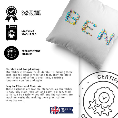 Personalised Confetti Handmade Print Soft Square Filled Cushion Throw Decor