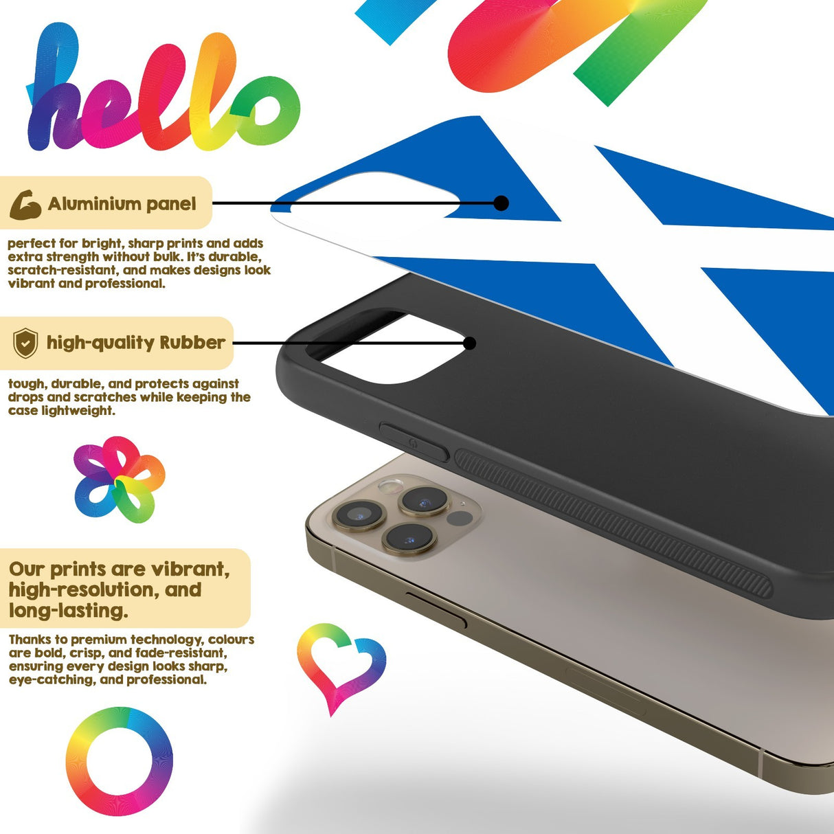 Scotland Flag Scottish Cross Custom Printed iPhone Protect Case Black TPU Cover