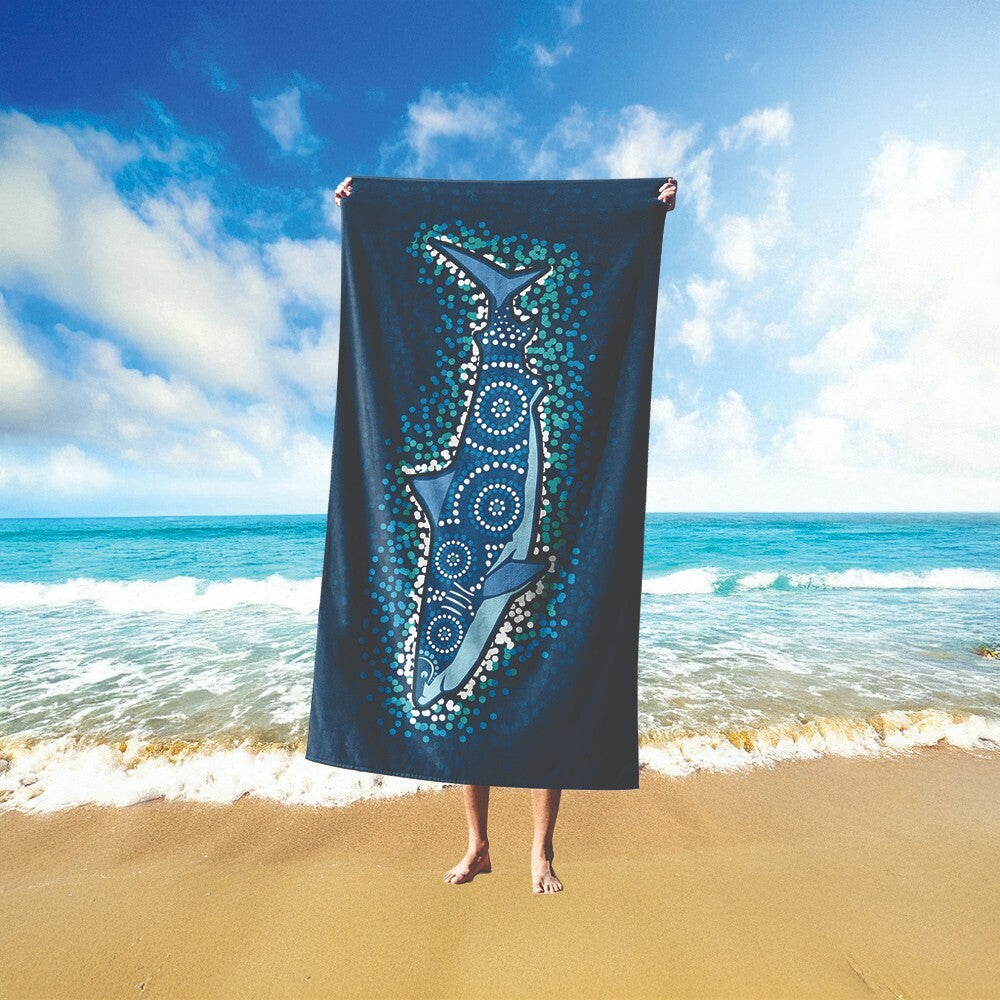 Custom Made Shark Ocean Sea Blue Highly Absorbent Beach Bath Sheet Hand Towel