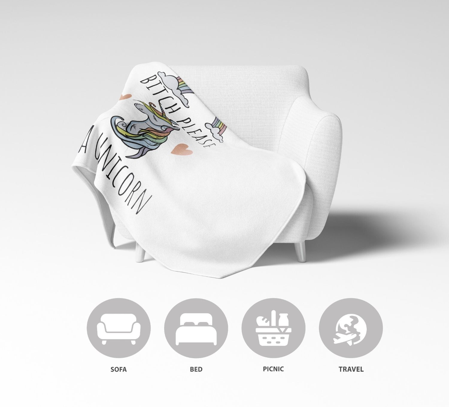 B*tch Please I'm a Unicorn Rude Custom Colour Fleece Mink Blanket Throw Gift