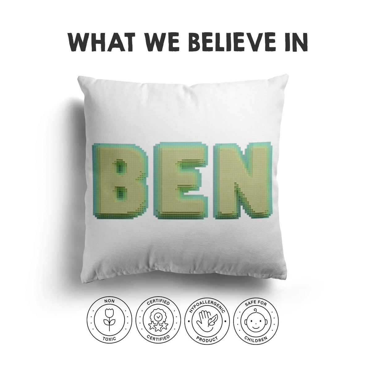 Personalised Any Name Bold Pixel 3D Soft Square Filled Cushion Throw Decor Gift