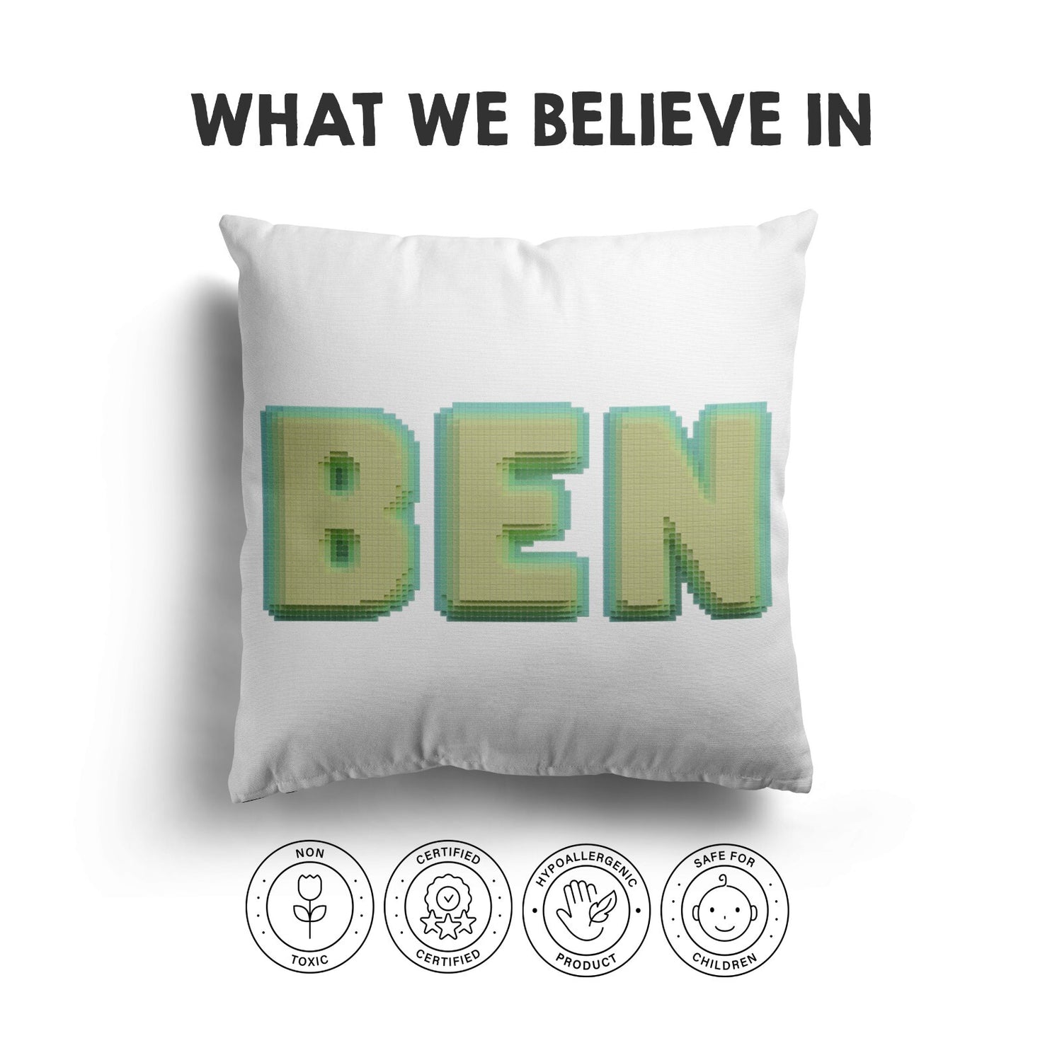 Personalised Any Name Bold Pixel 3D Soft Square Filled Cushion Throw Decor Gift