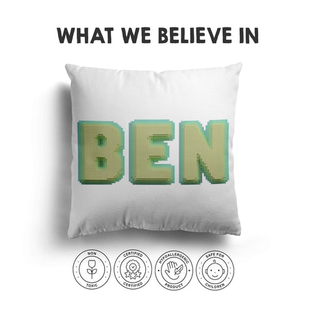 Personalised Any Name Bold Pixel 3D Soft Square Filled Cushion Throw Decor Gift