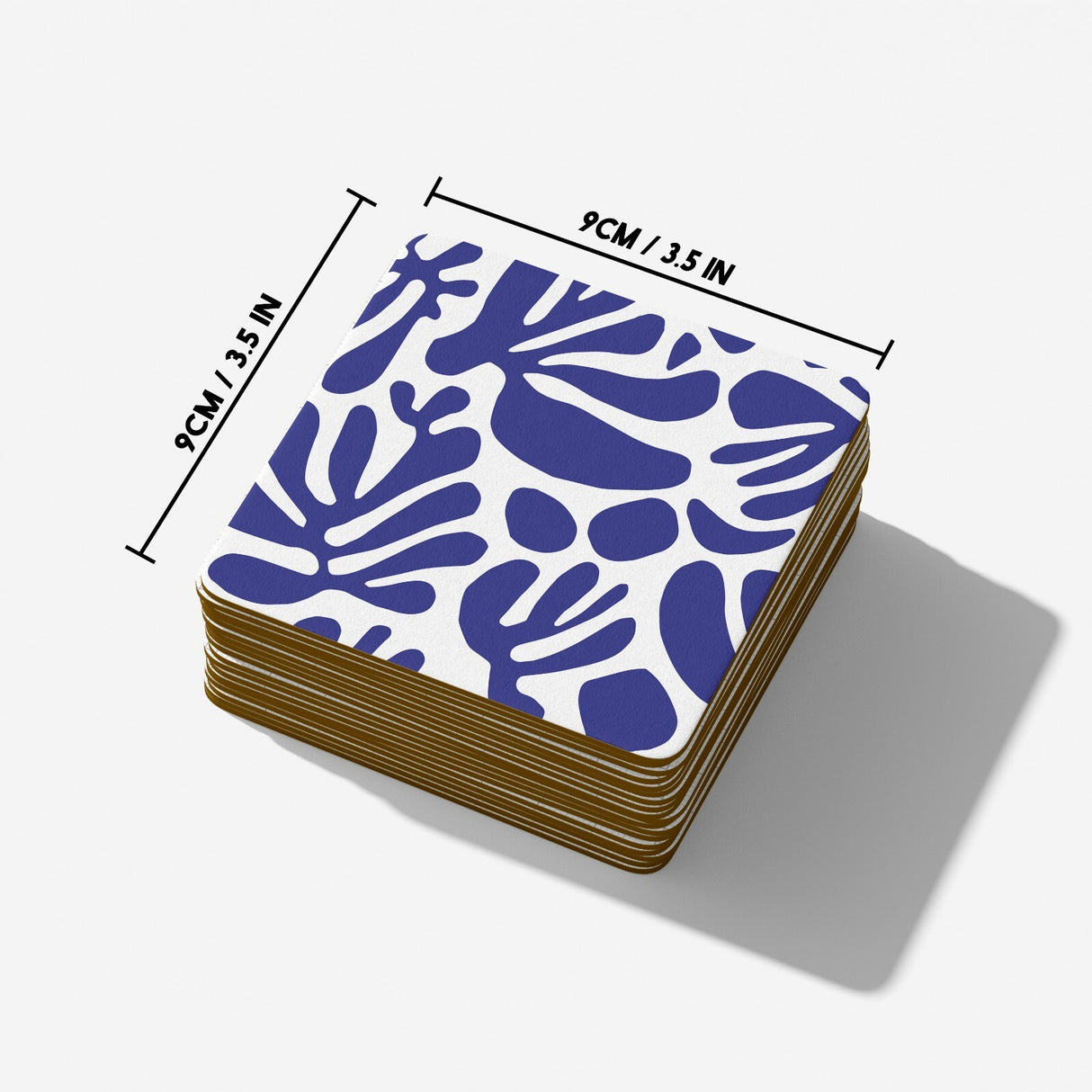 Blue Matisse Leaves Art Coffee Custom Tea Mug Coaster Set Option Gift Him Her