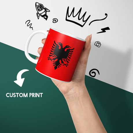 Albania Flag Patriotic Coffee Tea Mug Cup Set Coaster Home Gift Him Her Custom