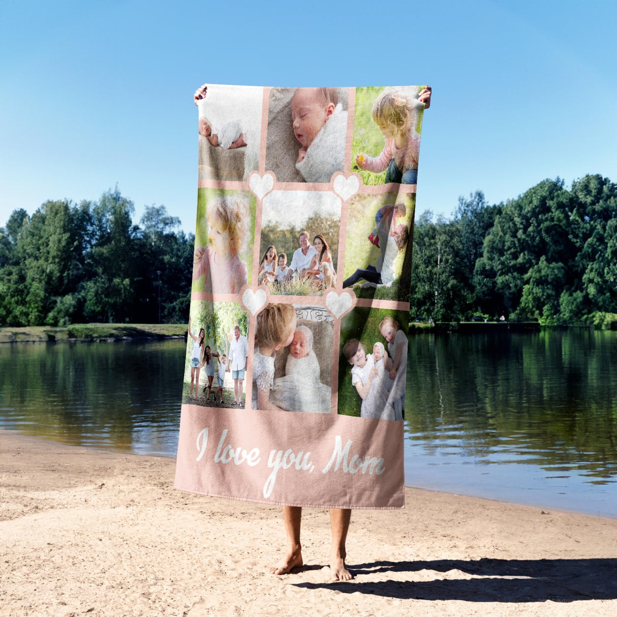 Custom Made Upload Your Own Photos Mother's Day Absorbent Beach Bath Sheet Towel