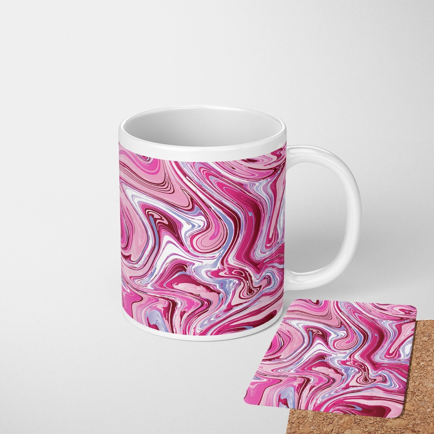 Liquid Marble Custom Design Coffee Tea Mug + Coaster Option Gift For Him Her
