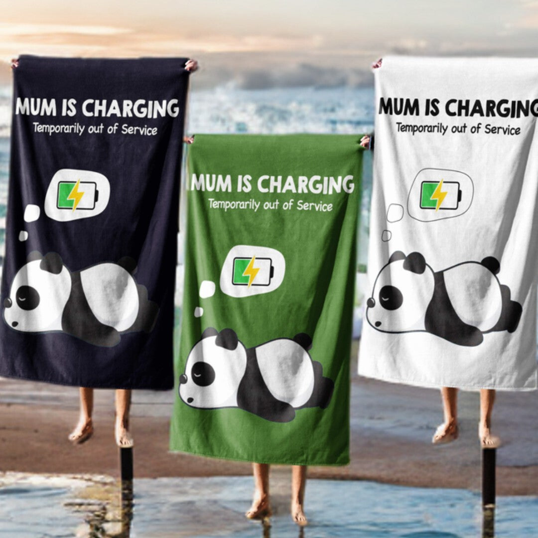 Mum Is Charging Funny Animal Novelty Absorbent Beach Bath Sheet Towel Gift