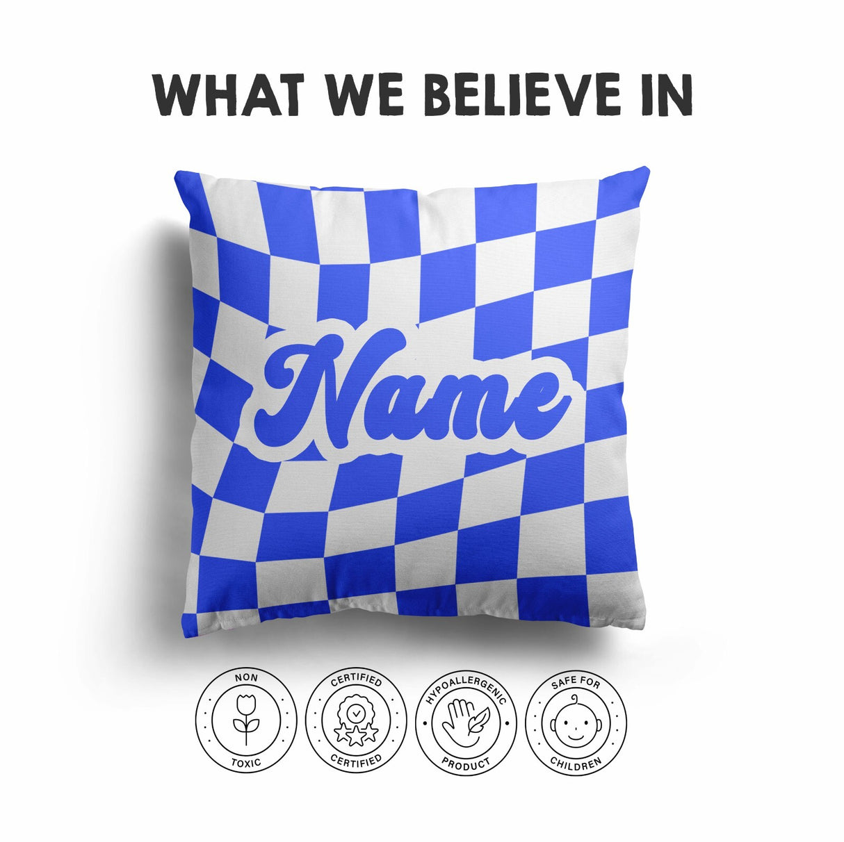 Personalised Custom Name Colour Retro Vans Checked Square Fill Zip Cushion Throw