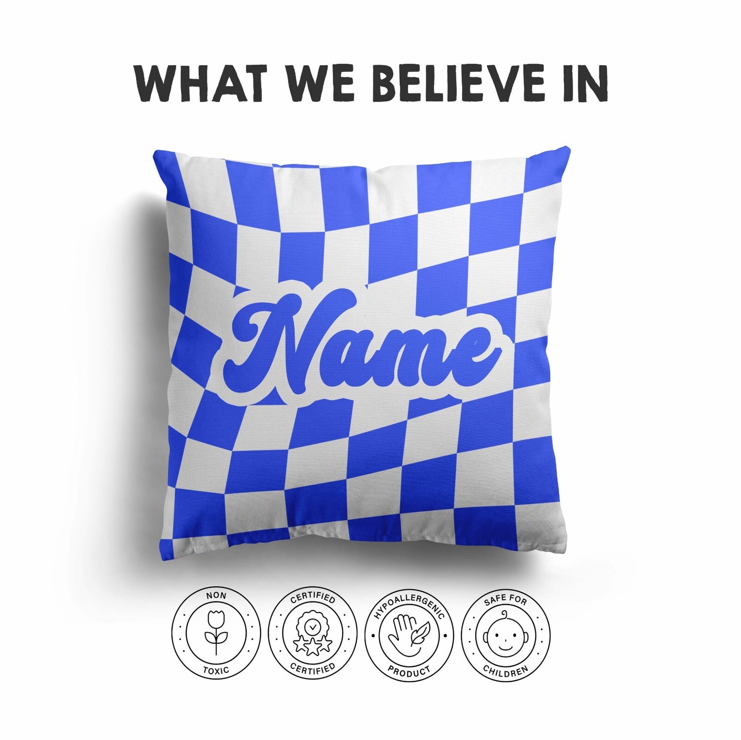 Personalised Custom Name Colour Retro Vans Checked Square Fill Zip Cushion Throw