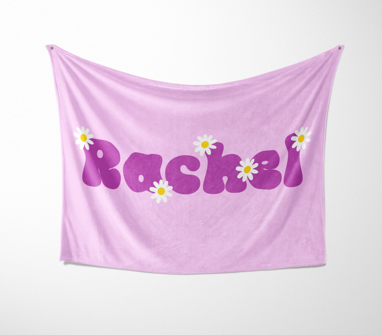 Personalised Custom Name Colour Groovy Daisy Font Soft Warm Fleece Blanket Decor
