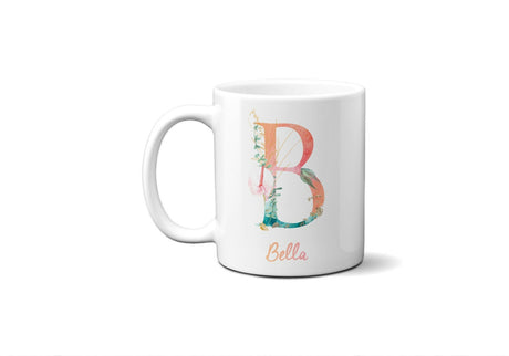 Tropical Alphabet Exotic Floral Name Initial Letter Coffee Mug Gift 11oz Ceramic