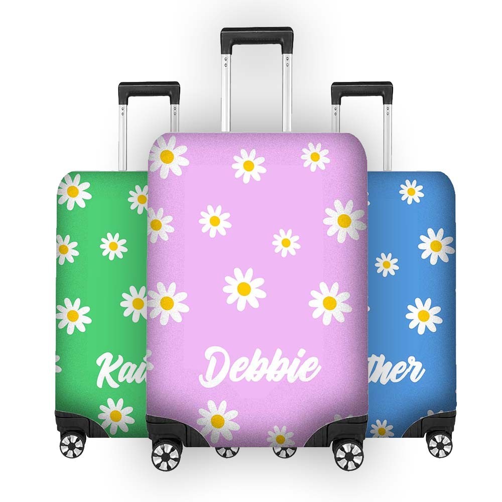 Simple Daises Name Cute Gift Custom Luggage Cover Personalise Suitcase Protector