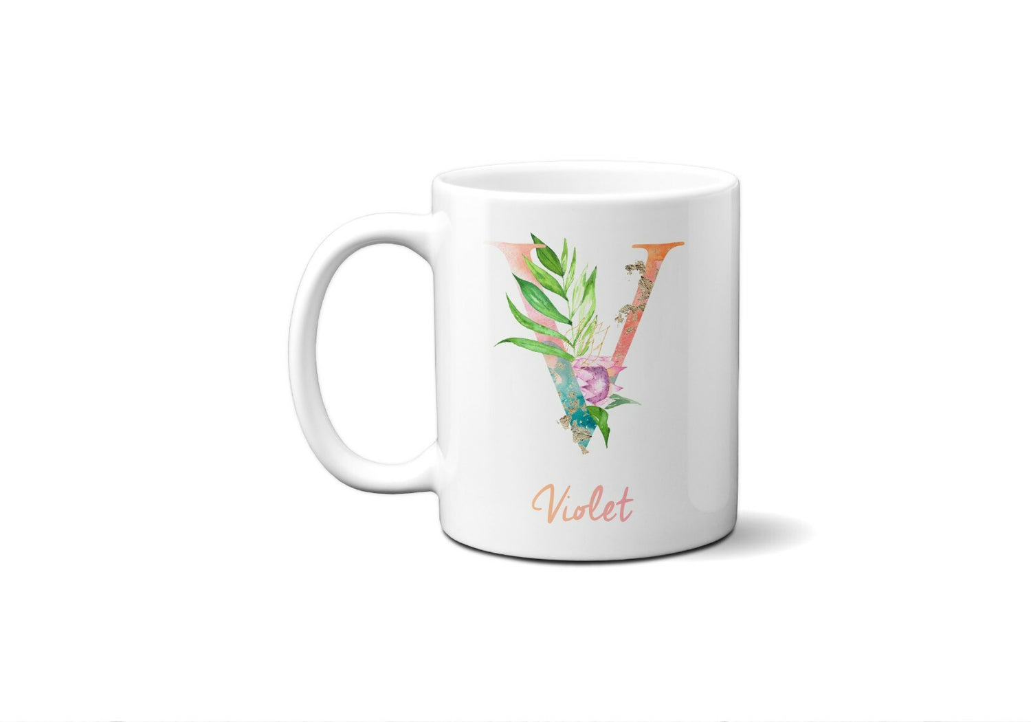 Tropical Alphabet Exotic Floral Name Initial Letter Coffee Mug Gift 11oz Ceramic