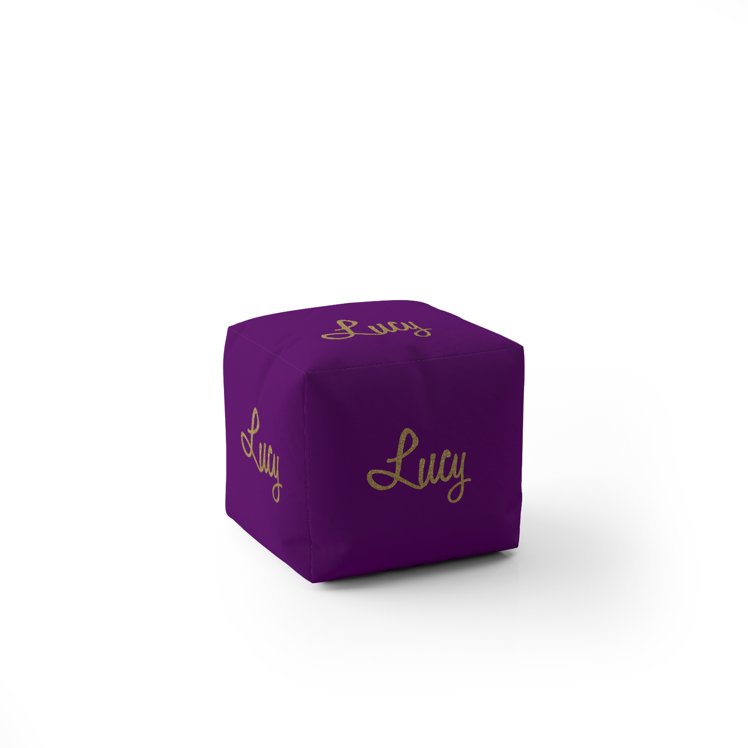 Personalised Name Gold Glitter Font Kids Ottoman Filled Pouffe Washable Cover