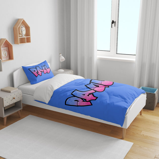 Personalised Name Urban Graffiti Font Kids Cot Bedding Duvet Cover + Pillowcase