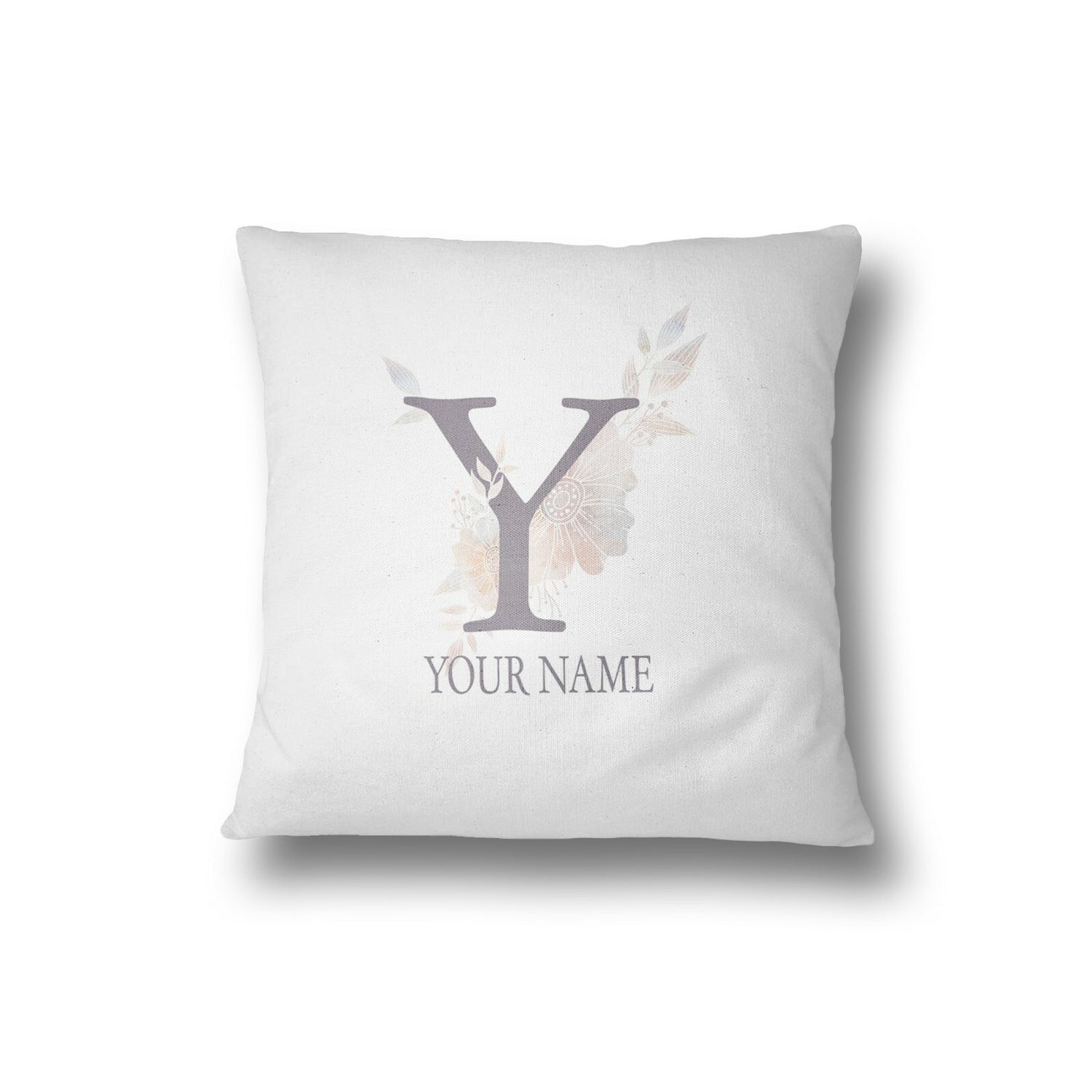 Personalised Misty Dusty Pastel Alphabet Floral Name Initial Letter Cushion
