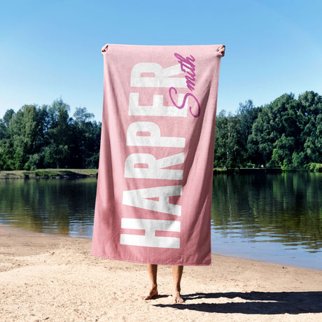 Personalised Name Gradient Two Tone Coloured Absorbent Beach Bath Sheet Towel