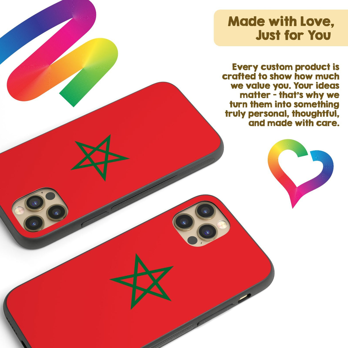 Morocco Flag Moroccan Printed iPhone Case Black TPU Cover Protector Custom Gift