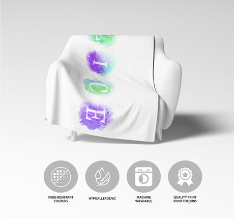 Personalised Name Watercolour Letter Novelty Soft Fleece Mink Blanket Gift Decor