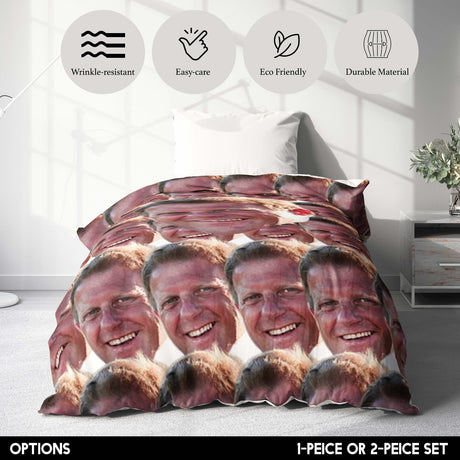 Funny Personalised Custom Photo Upload Collage Single Bed Duvet Cover+Pillowcase