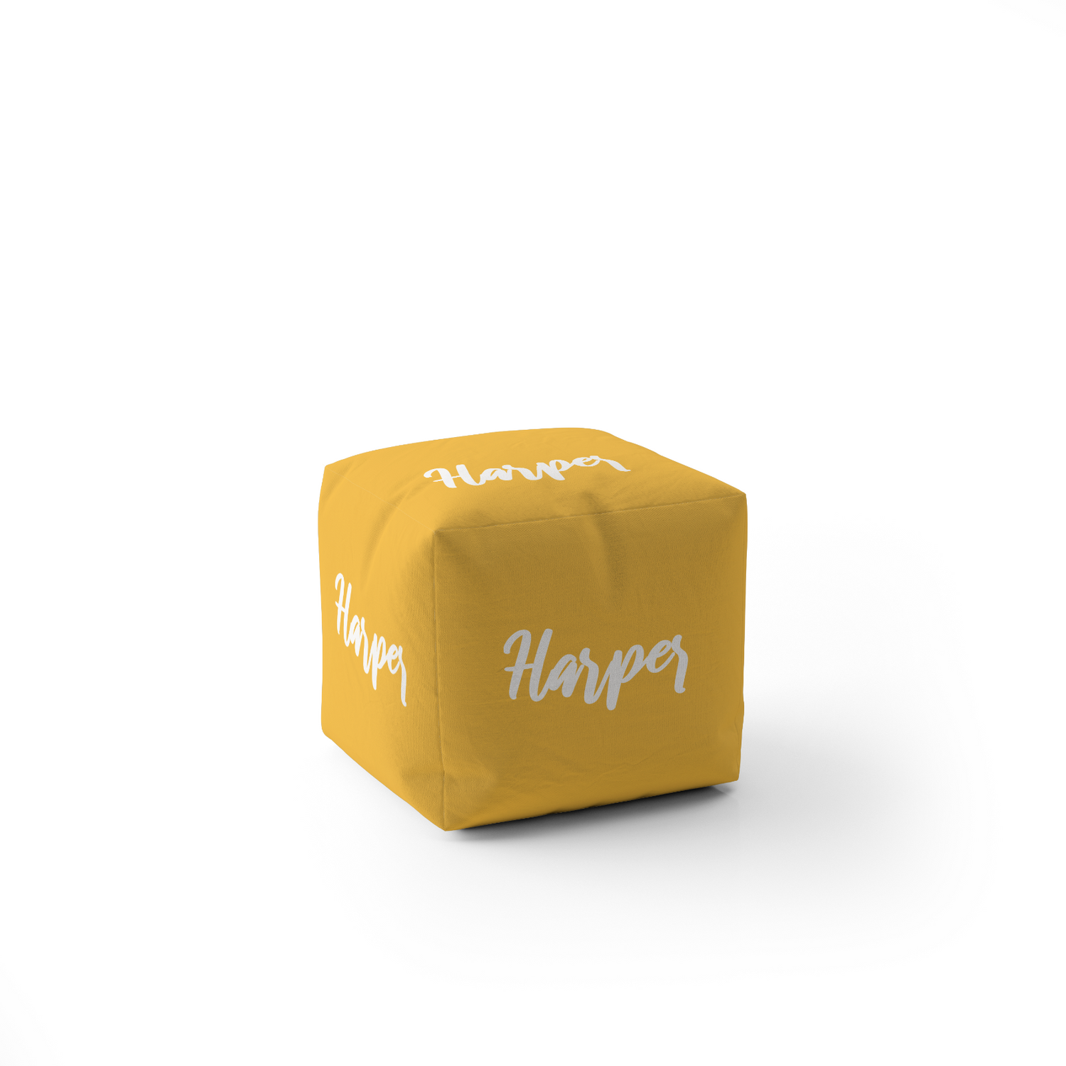 Personalised Custom Name Colour Script Font Ottoman Filled Pouffe Washable Cover