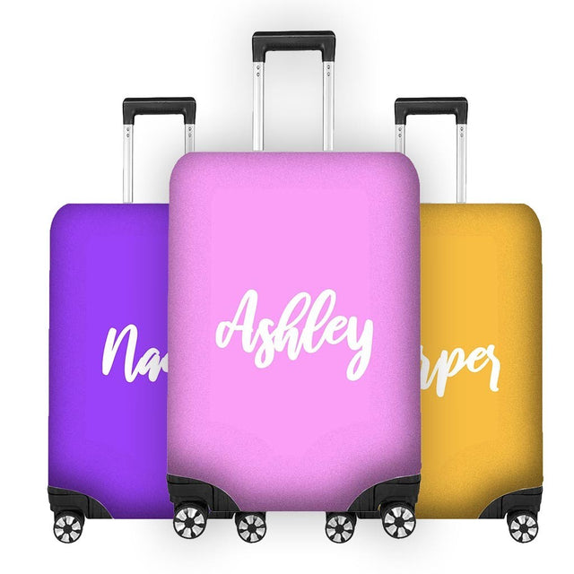 Plain Colour Script Name Gift Custom Luggage Cover Personalise Suitcase Protect