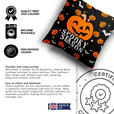 Spooky Season Halloween Custom Colour Square Fill Zip Close Cushion Throw Gift