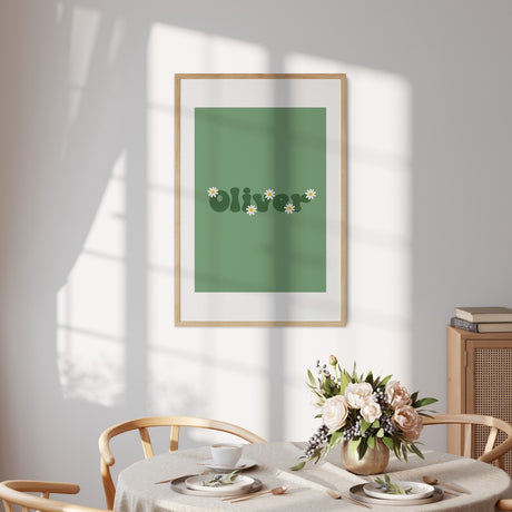 Personalised Custom Name Colour Groovy Daisy Wall Art Poster Print & Decor