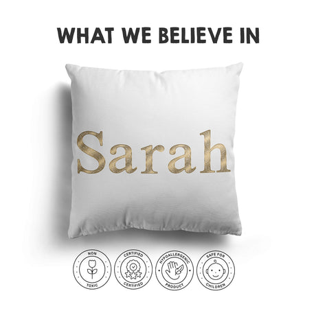 Personalised Name Vector Golden Alphabet Soft Square Filled Cushion Throw Decor