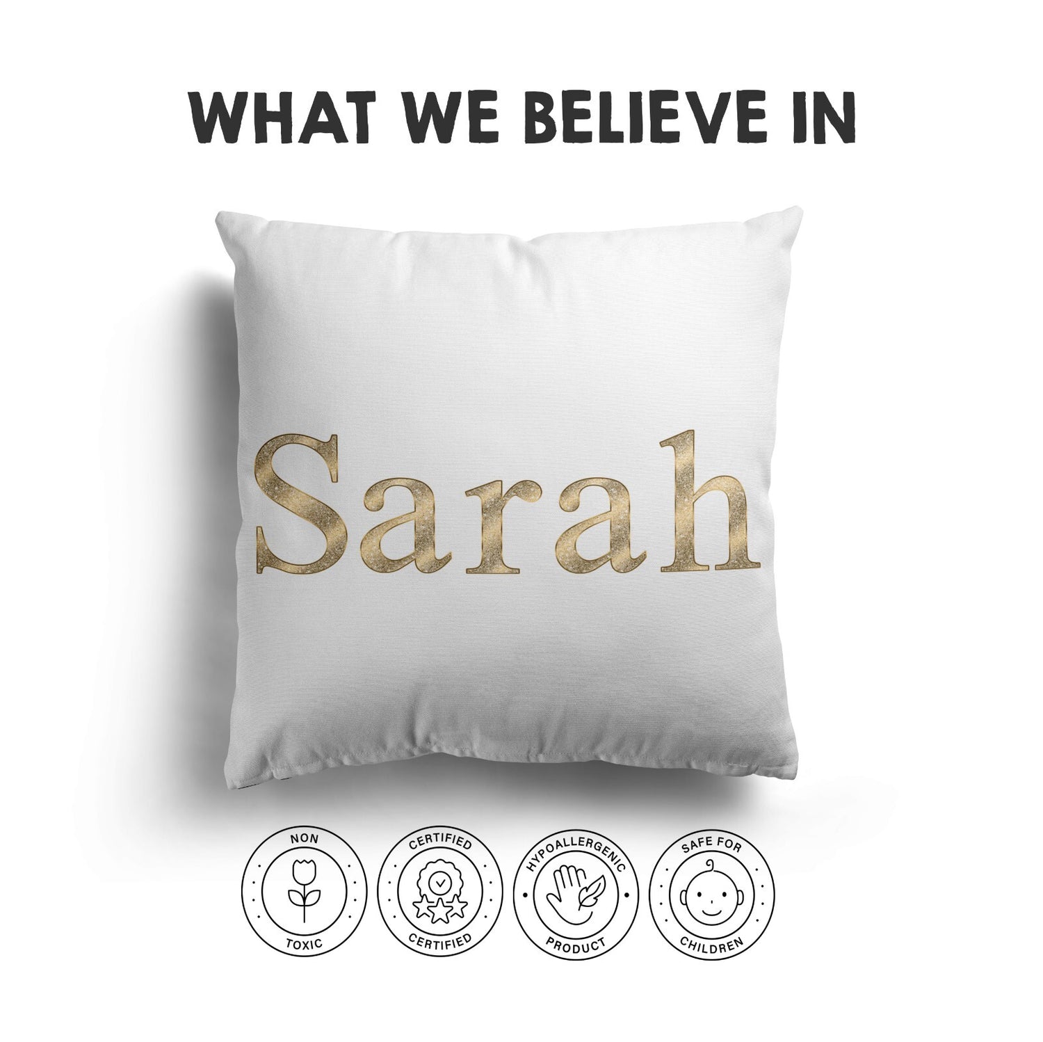 Personalised Name Vector Golden Alphabet Soft Square Filled Cushion Throw Decor