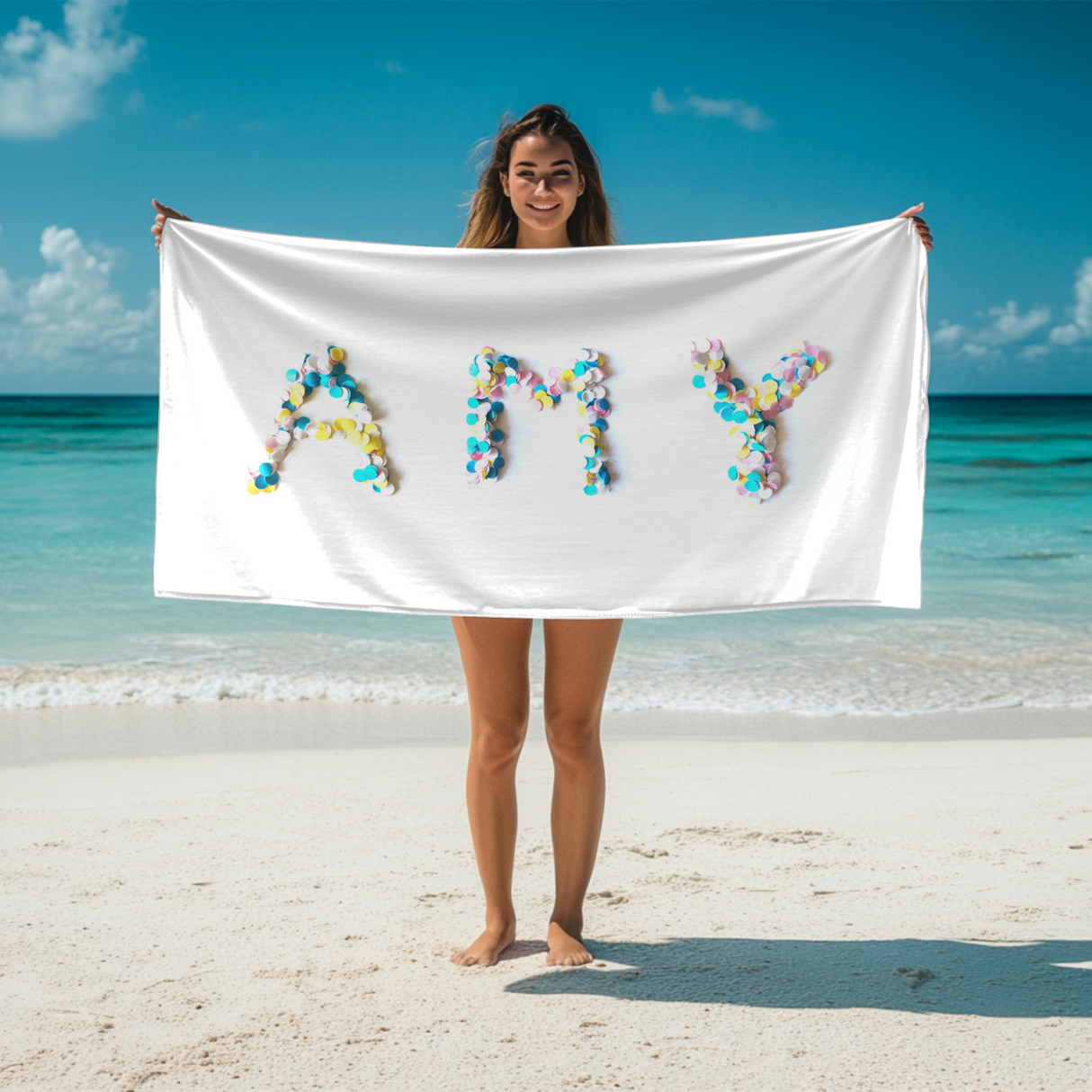 Personalised Confetti Handmade Custom Colour Absorbent Beach Bath Sheet Towel