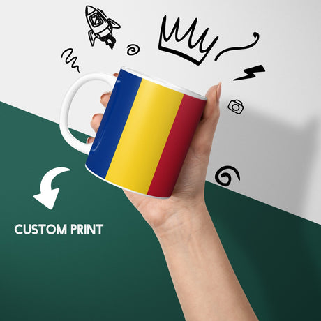 Romania Flag Design Patriotic Coffee Tea Mug Cup Set Coaster Gift Him Her Custom