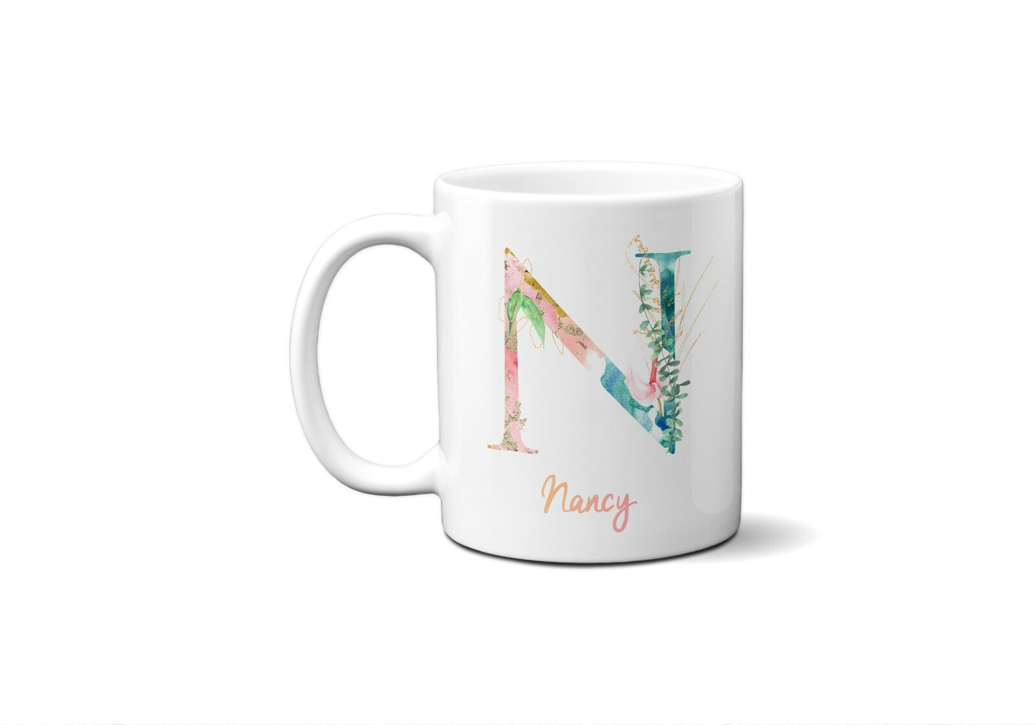Tropical Alphabet Exotic Floral Name Initial Letter Coffee Mug Gift 11oz Ceramic