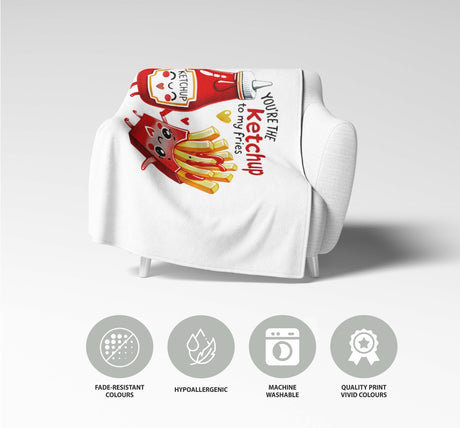 Ketchup To My Fries Cute Love Valentines Anniversary Fleece Mink Blanket Gift