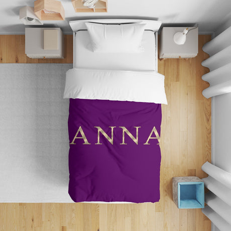 Personalised Name Vector Gold Font Kids Cot Bedding Duvet Cover + Pillowcase
