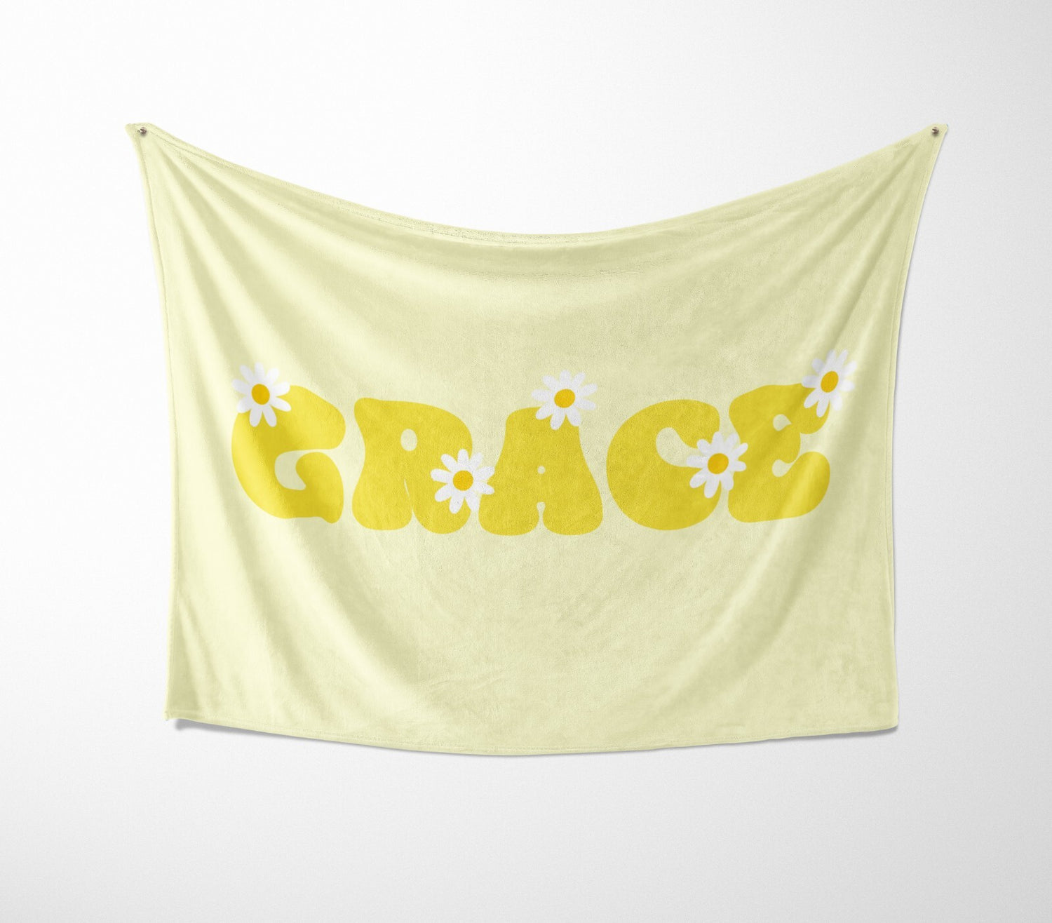 Personalised Custom Name Colour Groovy Daisy Font Soft Warm Fleece Blanket Decor