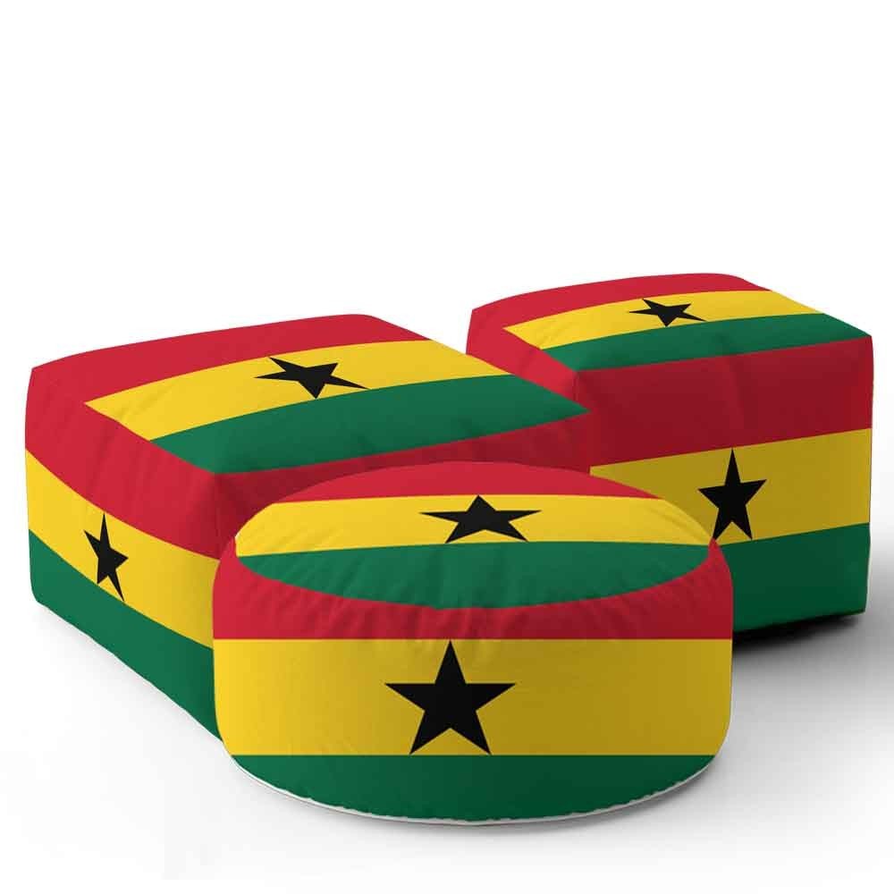 Ghana Flag Ghanaian Ottoman Filled Pouffe - Footrest Washable Cover Custom Gift