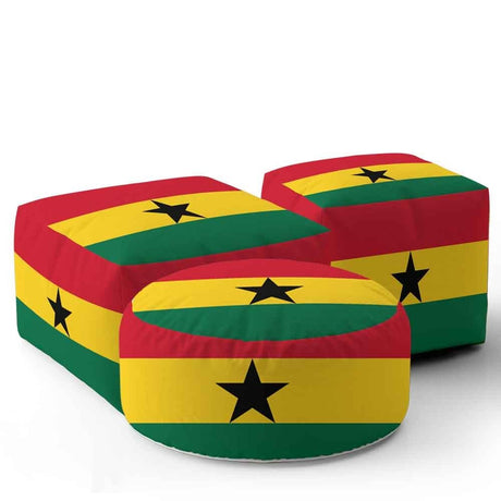 Ghana Flag Ghanaian Ottoman Filled Pouffe - Footrest Washable Cover Custom Gift