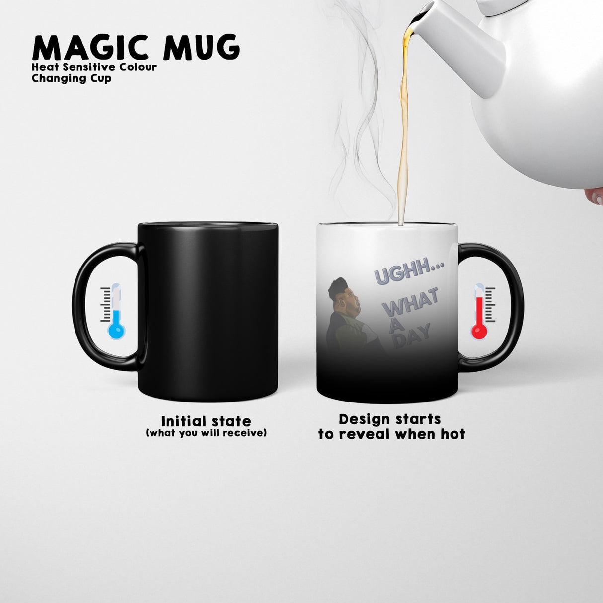 Harvey What A Day Heat Sensitive Magic Colour Changing Mug Novelty Drink Cup