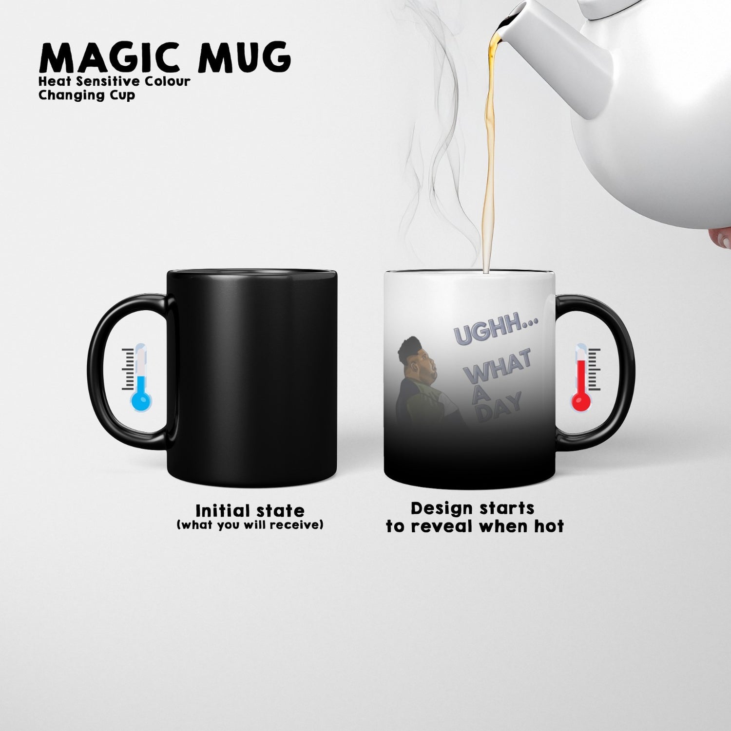 Harvey What A Day Heat Sensitive Magic Colour Changing Mug Novelty Drink Cup