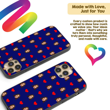 Face Cut Out All Over With Heart Personalised Custom - Printed iPhone Black Case