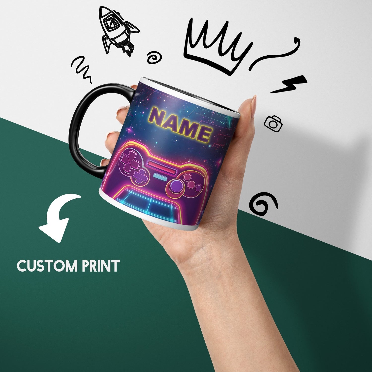 Personalised Name Gamer Heat Sensitive Magic Colour Changing Novelty Mug